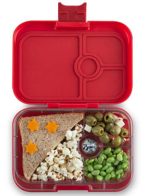 Średni prostokątny lunchbox Yumbox Panino - roar red / polar bear tray 