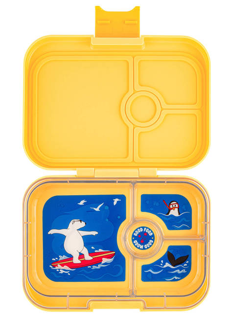 Średni prostokątny lunchbox Yumbox Panino - yoyo yellow / polar bear tray 