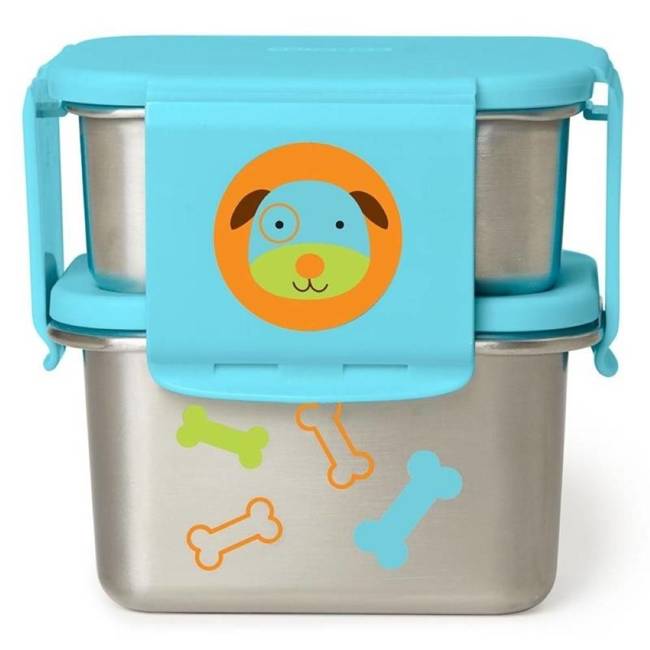 Stalowy lunchbox dwupoziomowy Skip Hop Zoo Lunch Kit - dog