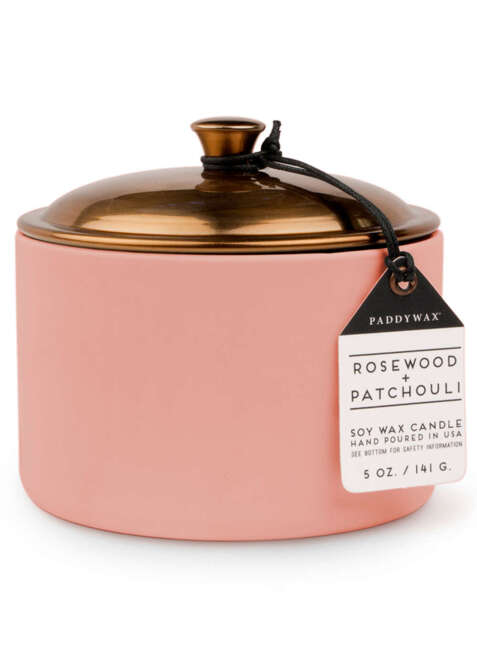 Świeca sojowa ceramiczna mała Paddywax Hygge 141 g Rosewood + Patchouli - blush