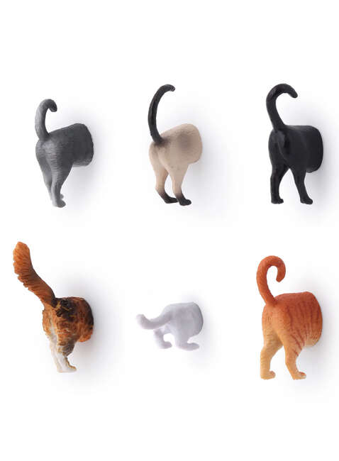 Sześć magnesów ogon kota Kikkerland Cat Butt Magnets