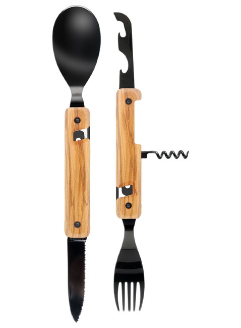 Sztućce Akinod Multifunction Cutlery 13H25 - black / olive wood