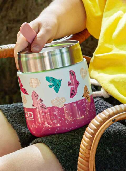 Termiczny lunchbox Monbento MB Capsule 280 ml - pink / birds