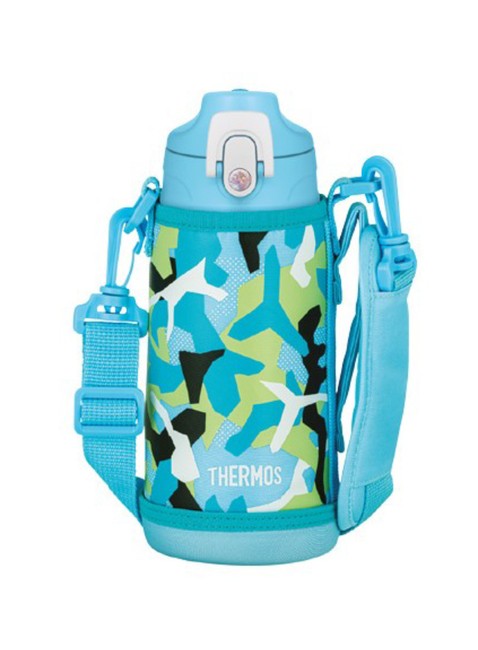 Termos dziecięcy z dwiema nakrętkami Thermos 2-Way Lid Bottle 0,6 l with Pouch - blue / white