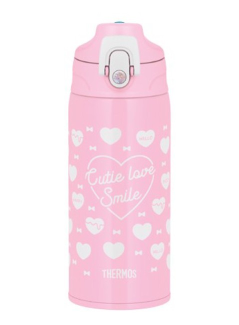 Termos dziecięcy z dwiema nakrętkami Thermos 2-Way Lid Bottle 0,6 l with Pouch - pink / white