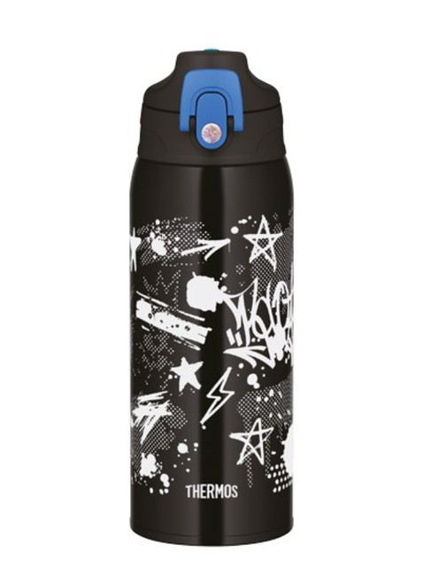 Termos dziecięcy z dwiema nakrętkami Thermos 2-Way Lid Bottle 0,8 l with Pouch - black / blue