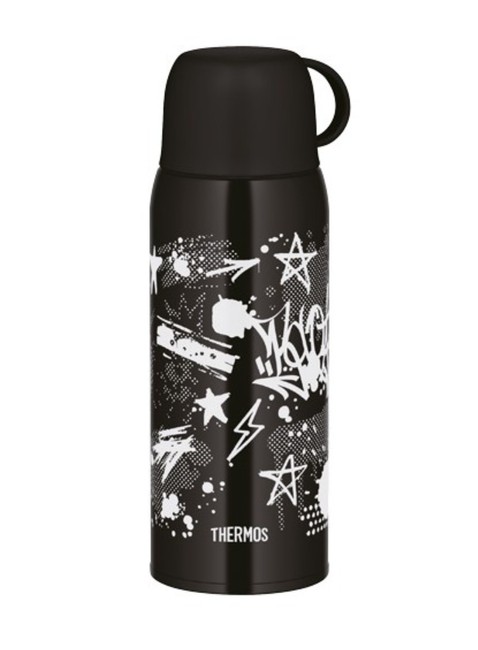 Termos dziecięcy z dwiema nakrętkami Thermos 2-Way Lid Bottle 0,8 l with Pouch - black / blue