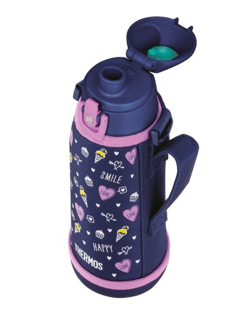 Termos dziecięcy z dwiema nakrętkami Thermos 2-Way Lid Bottle 0,8 l with Pouch - blue / pink