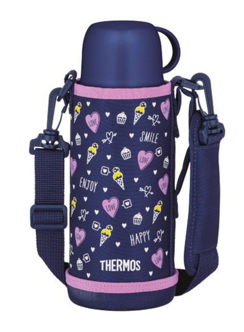 Termos dziecięcy z dwiema nakrętkami Thermos 2-Way Lid Bottle 0,8 l with Pouch - blue / pink