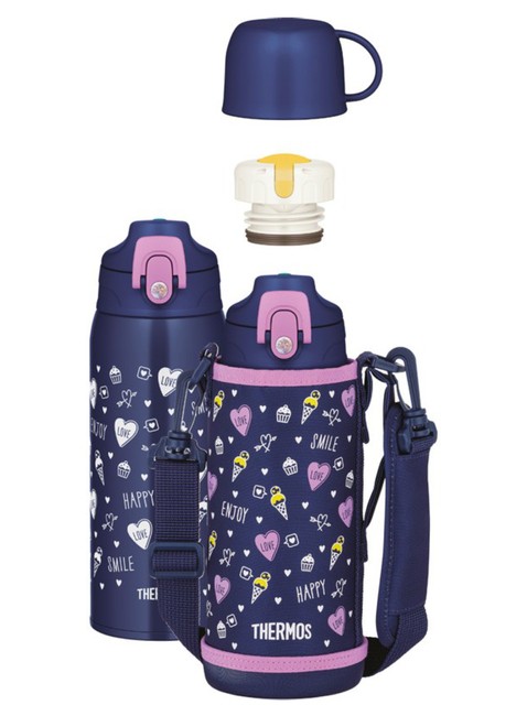 Termos dziecięcy z dwiema nakrętkami Thermos 2-Way Lid Bottle 0,8 l with Pouch - blue / pink