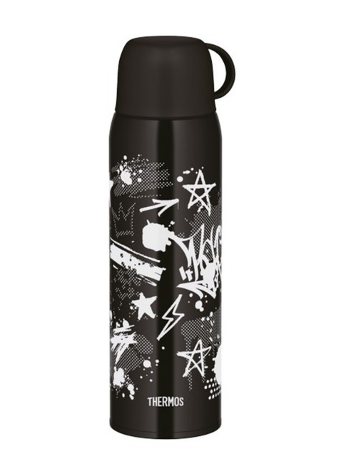 Termos dziecięcy z dwiema nakrętkami Thermos 2-Way Lid Bottle 1 l with Pouch - black / aqua