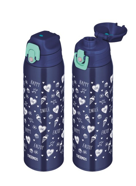 Termos dziecięcy z dwiema nakrętkami Thermos 2-Way Lid Bottle 1 l with Pouch - navy / green