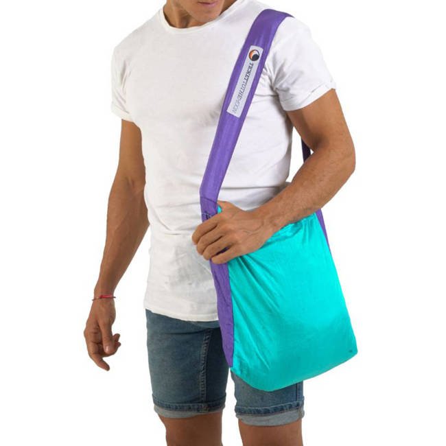 Torba na zakupy składana Eco Bag S Ticket To The Moon - turquoise / purple