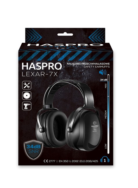 Uniwersalne nauszniki ochronne Haspro Lexar 7X Safety Earmuffs - black