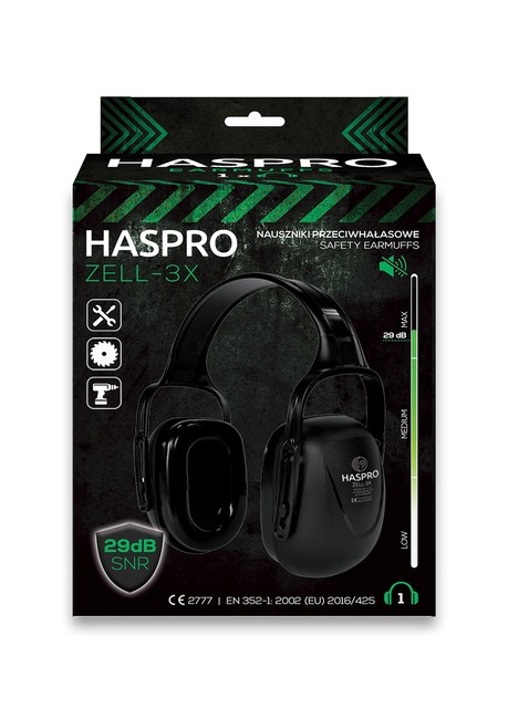 Uniwersalne nauszniki ochronne Haspro Zell 3X Safety Earmuffs - black