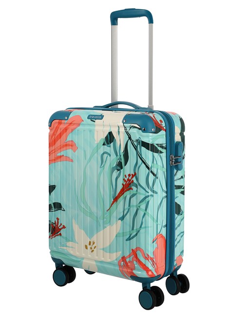 Walizka kabinowa Travelite Cruise Trolley S Print - turquoise lily