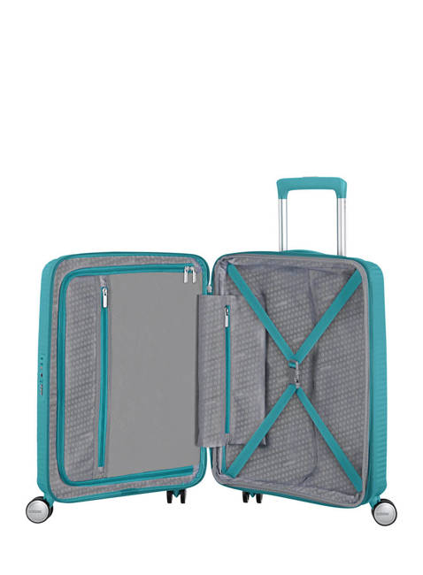 Walizka mała American Tourister Soundbox EXP - turquoise tonic