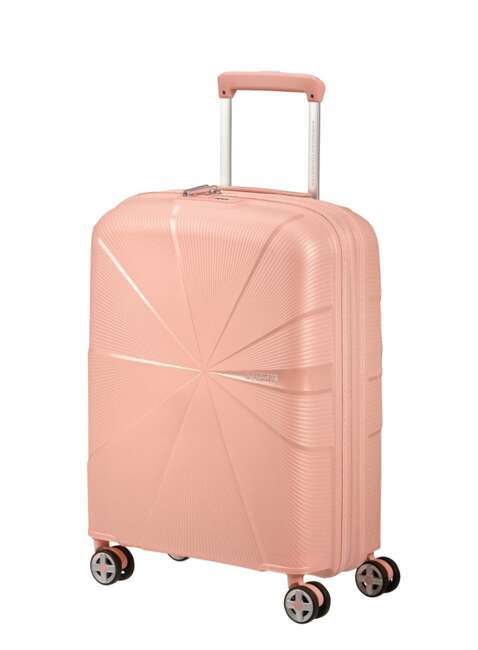 Walizka mała poszerzana American Tourister StarVibe - metallic peach