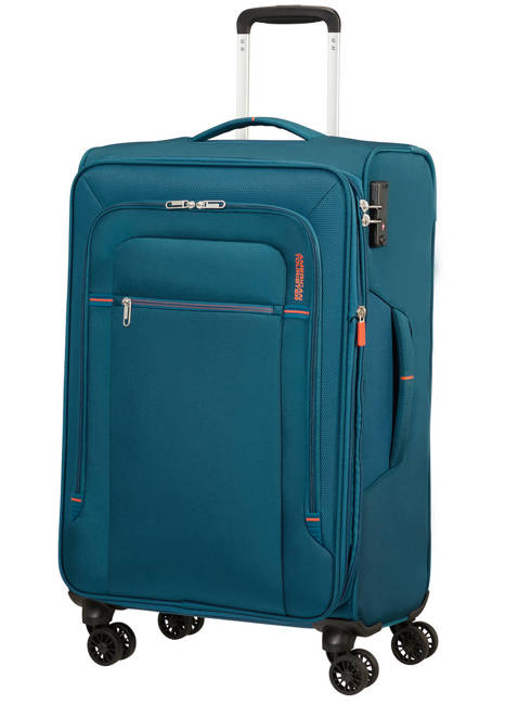 Walizka poszerzana średnia American Tourister Crosstrack - navy/orange