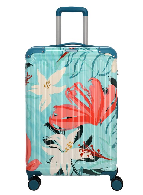 Walizka średnia Travelite Cruise Trolley M Print - turquoise lily