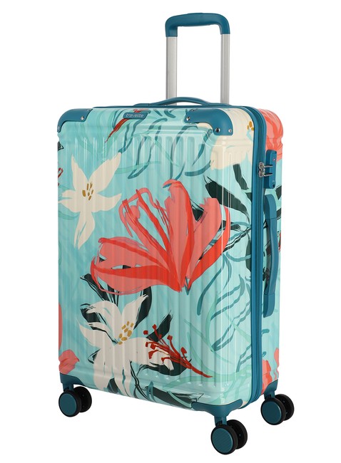 Walizka średnia Travelite Cruise Trolley M Print - turquoise lily