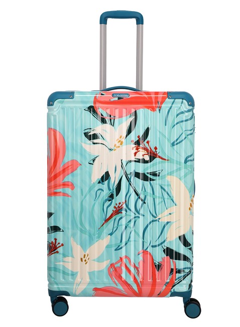 Walizka twarda duża Travelite Cruise L Print - turquoise lily