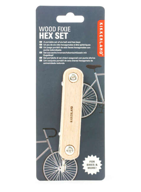 Wielofunkcyjne narzędzie 6w1 Kikkerland Wooden Fixie Hex Set