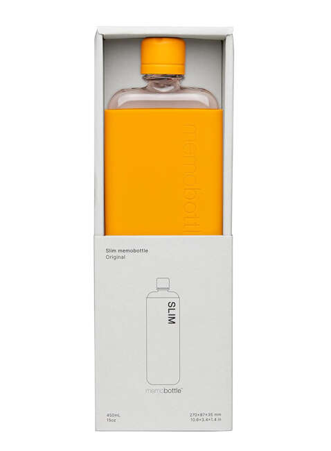 Wielorazowa butelka na wodę Memobottle Original Slim 450 ml - mandarin