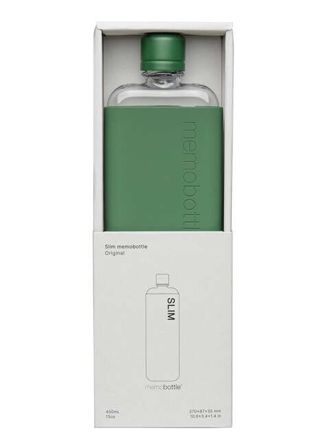 Wielorazowa butelka na wodę Memobottle Original Slim 450 ml - moss green