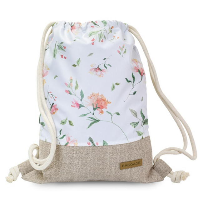 Worek XL Len plecak Baggage - Carnation Flowers