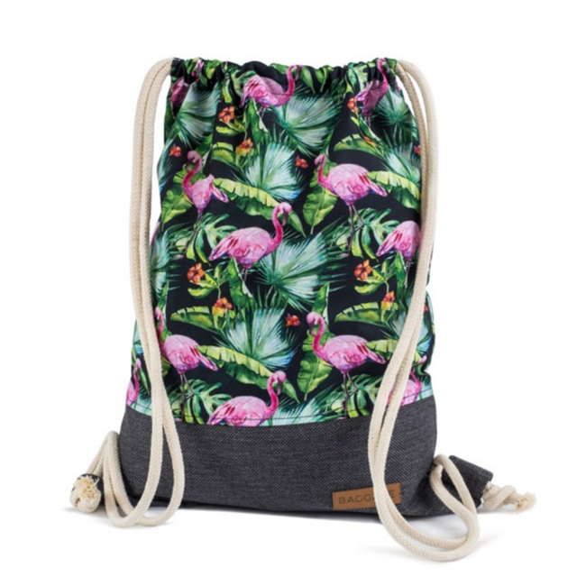 Worek plecak Len XL Baggage - flamingos on palm