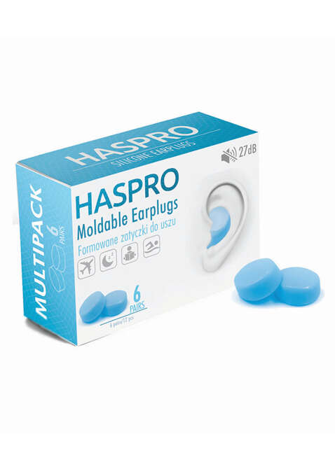 Zatyczki formowane Haspro Moldable Silicone Earplugs 6 par - blue