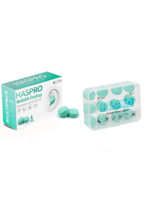 Zatyczki formowane Haspro Moldable Silicone Earplugs 6 par - mint