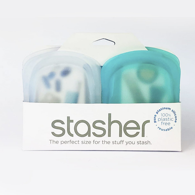 Zestaw 2 wielofunkcyjnych torebek Stasher 2-Pack Pocket Bags - clear / aqua