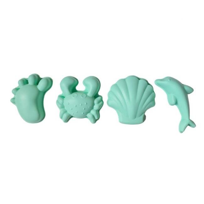 Zestaw 4 silikonowych foremek Footprint do piasku Scrunch - spearmint