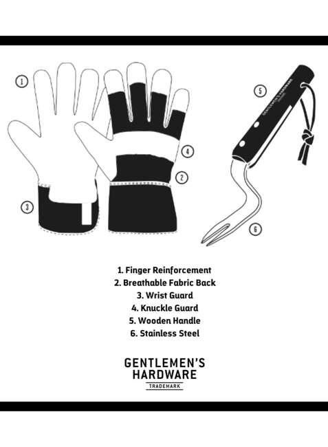 Zestaw dla ogrodnika Gentlemen's Hardware Garden Gloves and Root Lifter