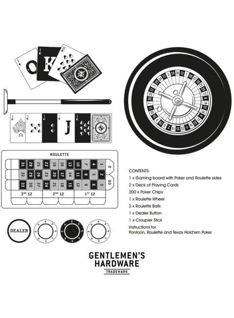 Zestaw do gry w ruletkę i pokera Gentlemen's Hardware No 584 Casino Night