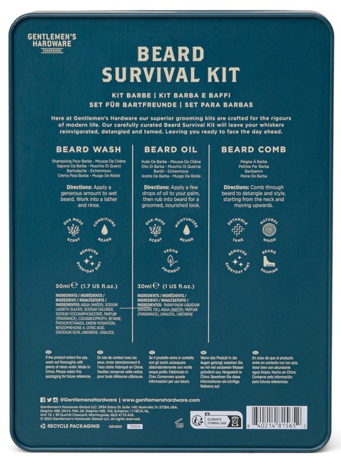 Zestaw do pielęgnacji brody Gentlemen's Hardware Beard Survival Kit