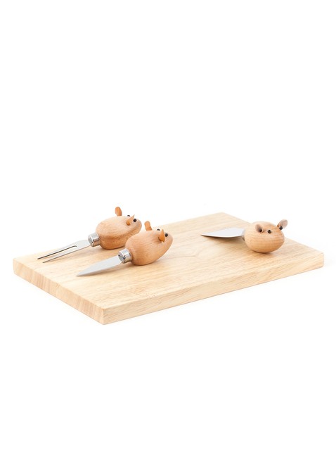 Zestaw do sera deska + 3 noże Myszki Kikkerland Mouse Cheese Board Set