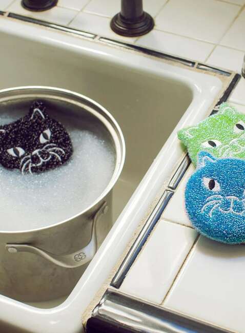 Zestaw gąbek kuchennych Kotki Kikkerland Kitty Scrub Sponges