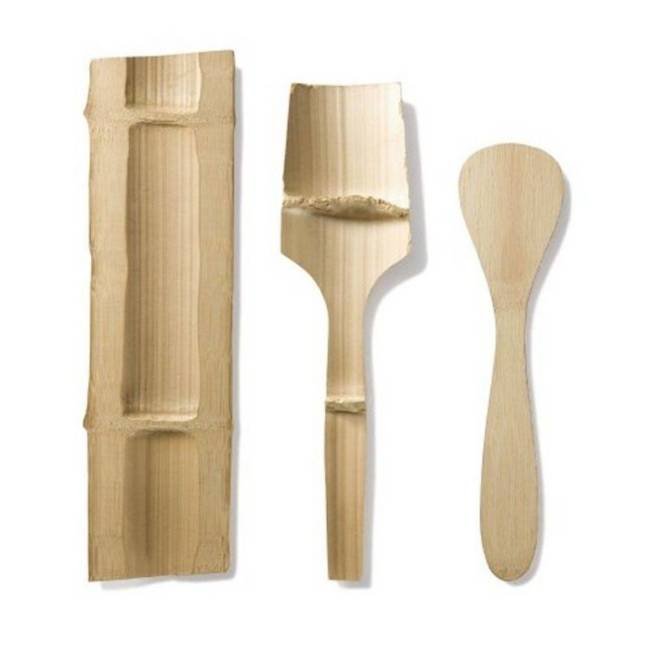 Zestaw sztućców z bambusa łyżka, nóż, widelec Bambu