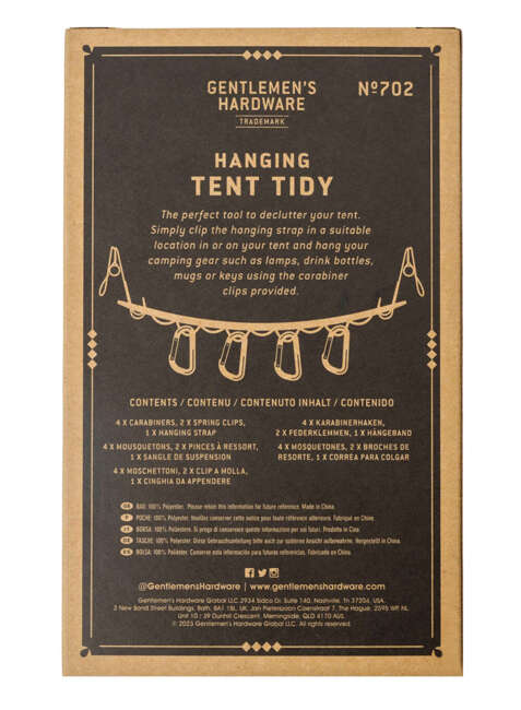 Zestaw wieszaków kempingowych Gentlemen's Hardware Hanging Tent Tidy