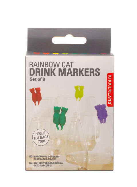 Znaczniki do kieliszków Kikkerland Cat Drink Markers - rainbow